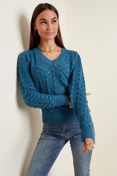 Pull pointelle Orange S/M h5 Image3